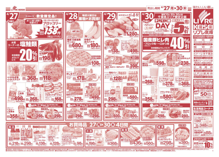 「月末 生鮮大市」チラシ (裏)