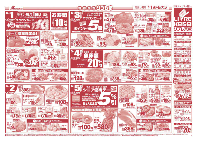 「毎月恒例 リブレ市」チラシ (裏)