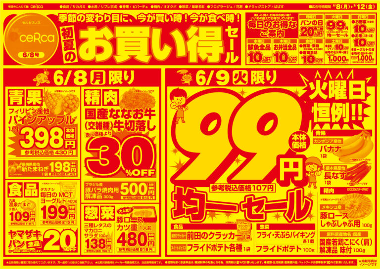 「初夏のお買い得セール」チラシ (表)